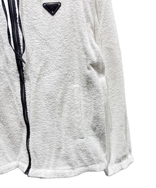 PRADA（プラダ）PRADA (プラダ) Cotton Terry パイルジップパーカー ホワイト サイズ:48の古着・服飾アイテム
