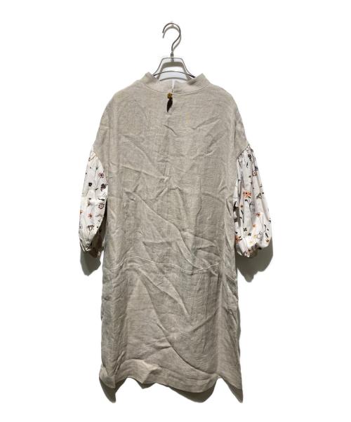 BEARDSLEY（ビアズリー）BEARDSLEY (ビアズリー) バンドカラーリネンワンピース ベージュ サイズ:FREEの古着・服飾アイテム