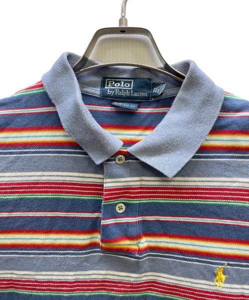 POLO RALPH LAUREN（ポロ・ラルフローレン）POLO RALPH LAUREN (ポロ・ラルフローレン) マルチボーダーポロシャツ ブルー サイズ:ＸＬの古着・服飾アイテム
