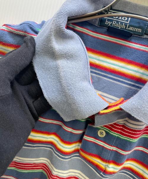 POLO RALPH LAUREN（ポロ・ラルフローレン）POLO RALPH LAUREN (ポロ・ラルフローレン) マルチボーダーポロシャツ ブルー サイズ:ＸＬの古着・服飾アイテム