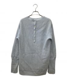 MUSE de Deuxieme Classe（ミューズ ドゥーズィエム クラス）の古着「カシミヤワッフルヘンリーネックニット」｜ブルー