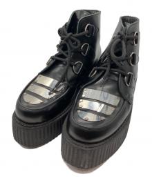 LIMI feu×Underground（リミフゥ×アンダーグラウンド）の古着「METAL PLATE MIDDLE CUT BOOTS」｜ブラック