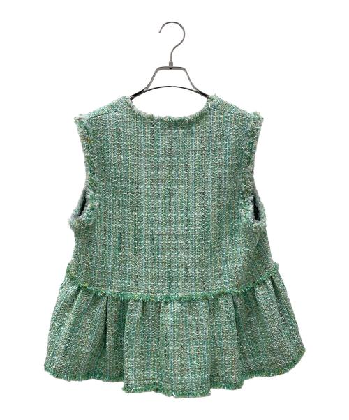 BALLSEY（ボールジィ）BALLSEY (ボールジィ) カラースパングルツイードペプラムプルオーバー グリーン サイズ:36の古着・服飾アイテム