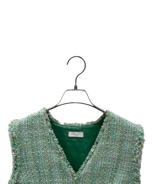 BALLSEY（ボールジィ）BALLSEY (ボールジィ) カラースパングルツイードペプラムプルオーバー グリーン サイズ:36の古着・服飾アイテム