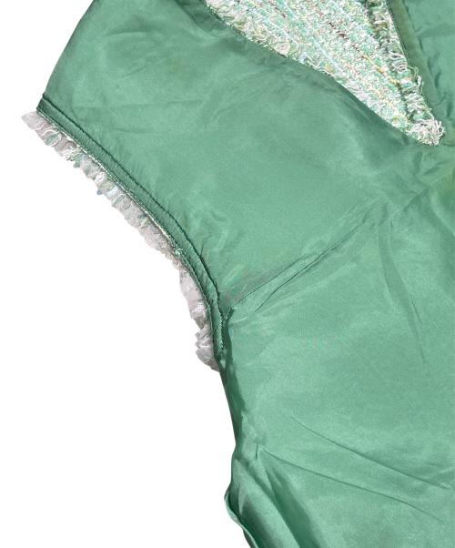 BALLSEY（ボールジィ）BALLSEY (ボールジィ) カラースパングルツイードペプラムプルオーバー グリーン サイズ:36の古着・服飾アイテム