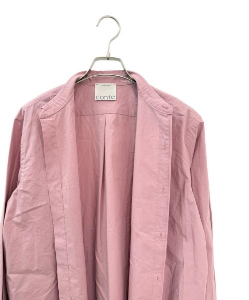 Conte（コンテ）Conte (コンテ) コットン ロゴ レギュラーカラーシャツ ピンク サイズ:Freeの古着・服飾アイテム