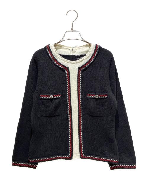 CHANEL（シャネル）CHANEL (シャネル) カシミヤニット ブラック×ホワイト サイズ:38の古着・服飾アイテム