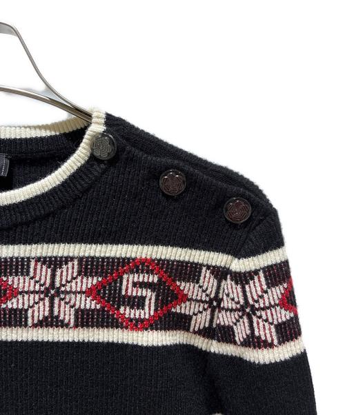 CHANEL（シャネル）CHANEL (シャネル) ジャガードカシミヤセーター ブラック×レッド サイズ:38の古着・服飾アイテム