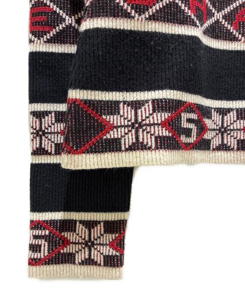 CHANEL（シャネル）CHANEL (シャネル) ジャガードカシミヤセーター ブラック×レッド サイズ:38の古着・服飾アイテム