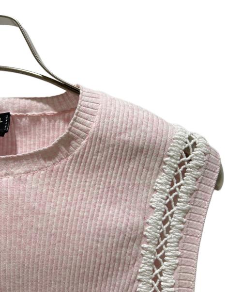 CHANEL（シャネル）CHANEL (シャネル) レースコットンノースリーブニット ピンク×ホワイト サイズ:40の古着・服飾アイテム