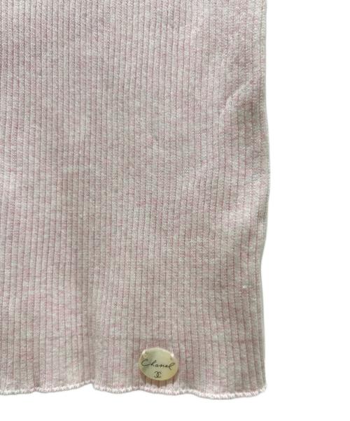 CHANEL（シャネル）CHANEL (シャネル) レースコットンノースリーブニット ピンク×ホワイト サイズ:40の古着・服飾アイテム