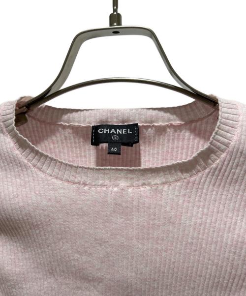 CHANEL（シャネル）CHANEL (シャネル) レースコットンノースリーブニット ピンク×ホワイト サイズ:40の古着・服飾アイテム