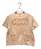 CHANELシャネル）の古着「カットワーク刺繍Tシャツ」｜サーモンピンク