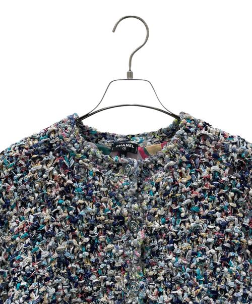 CHANEL（シャネル）CHANEL (シャネル) P70 ココボタン ノーカラージャケット ブルー サイズ:38の古着・服飾アイテム