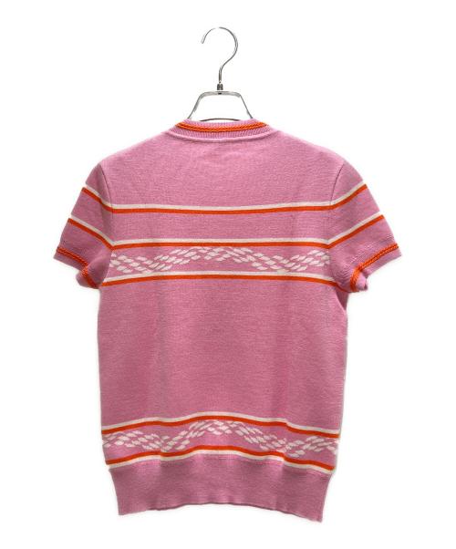 HERMES（エルメス）HERMES (エルメス) カノエ シェーヌダンクル ニット ピンク×オレンジ サイズ:38の古着・服飾アイテム
