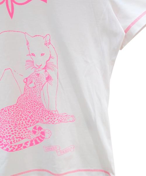 HERMES（エルメス）HERMES (エルメス) JUNGLE LOVE Tシャツ 2H4616DH ホワイト×ピンク サイズ:42の古着・服飾アイテム