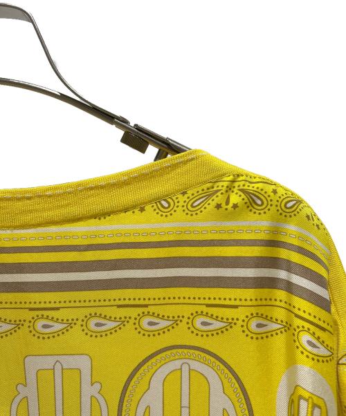 HERMES（エルメス）HERMES (エルメス) ツイルレーヌ/シルク切替半袖ニット イエロー×ホワイト サイズ:38の古着・服飾アイテム