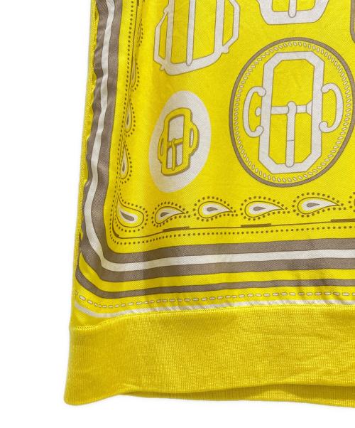 HERMES（エルメス）HERMES (エルメス) ツイルレーヌ/シルク切替半袖ニット イエロー×ホワイト サイズ:38の古着・服飾アイテム