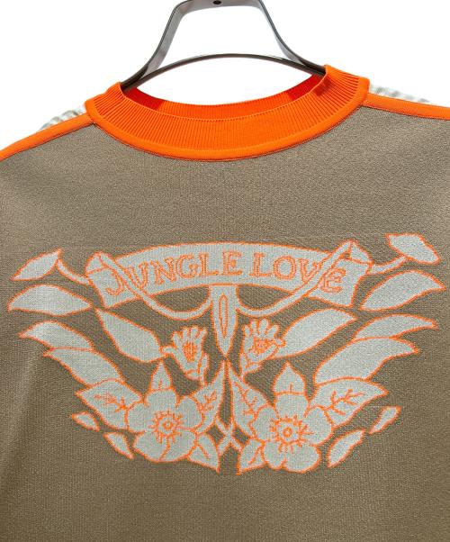 HERMES（エルメス）HERMES (エルメス) ツイルレーヌ/ジャングルラブ/JUNGLE LOVE/シルク切替ニット ベージュ×オレンジ サイズ:34の古着・服飾アイテム