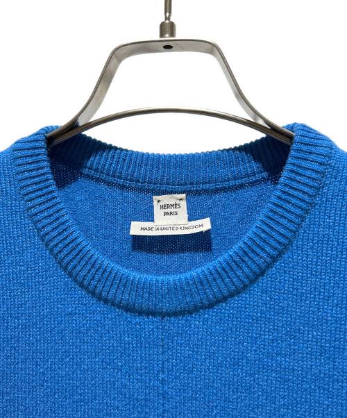 HERMES（エルメス）HERMES (エルメス) カシミヤ フレア ニットワンピース ブルー サイズ:38の古着・服飾アイテム