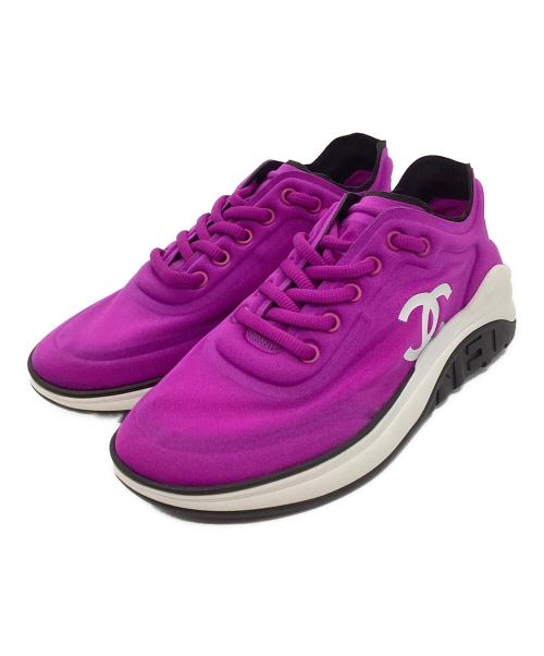CHANEL（シャネル）CHANEL (シャネル) Coco Mark Sneakers/ココマークスニーカー/G34763 パープル×ホワイト サイズ:36の古着・服飾アイテム