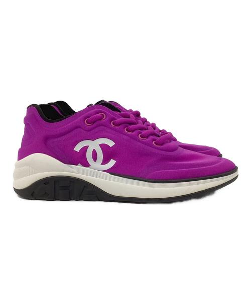 CHANEL（シャネル）CHANEL (シャネル) Coco Mark Sneakers/ココマークスニーカー/G34763 パープル×ホワイト サイズ:36の古着・服飾アイテム