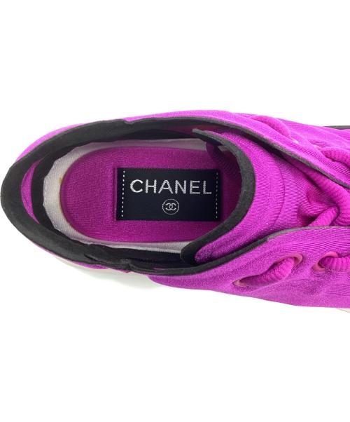 CHANEL（シャネル）CHANEL (シャネル) Coco Mark Sneakers/ココマークスニーカー/G34763 パープル×ホワイト サイズ:36の古着・服飾アイテム