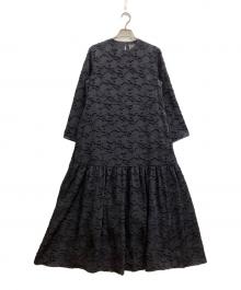 BALLSEY（ボールジィ）の古着「マーガレットカットジャカード フレアギャザーワンピース」｜ブラック