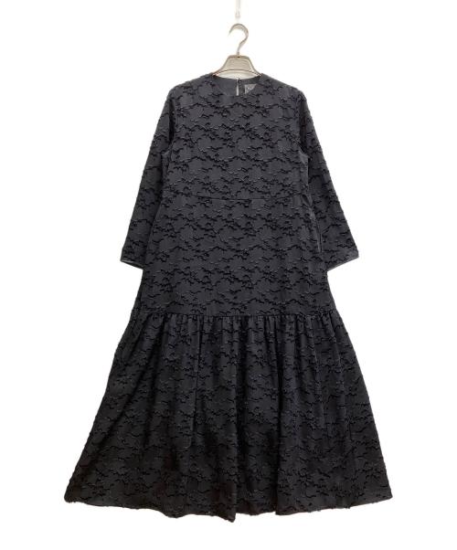BALLSEY（ボールジィ）BALLSEY (ボールジィ) マーガレットカットジャカード フレアギャザーワンピース ブラック サイズ:34の古着・服飾アイテム