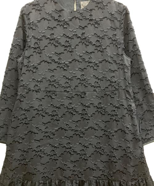 BALLSEY（ボールジィ）BALLSEY (ボールジィ) マーガレットカットジャカード フレアギャザーワンピース ブラック サイズ:34の古着・服飾アイテム
