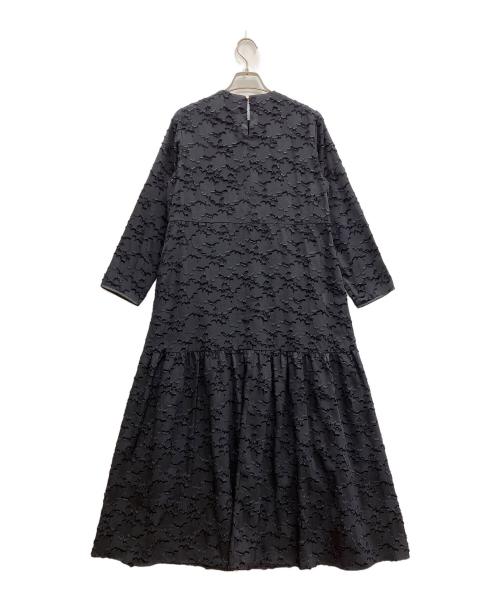 BALLSEY（ボールジィ）BALLSEY (ボールジィ) マーガレットカットジャカード フレアギャザーワンピース ブラック サイズ:34の古着・服飾アイテム