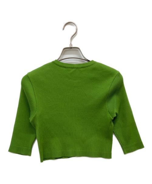 AURALEE（オーラリー）AURALEE (オーラリー) GIZA HIGH GAUGE RIB KNIT SHORT CARDIGAN グリーン サイズ:1の古着・服飾アイテム