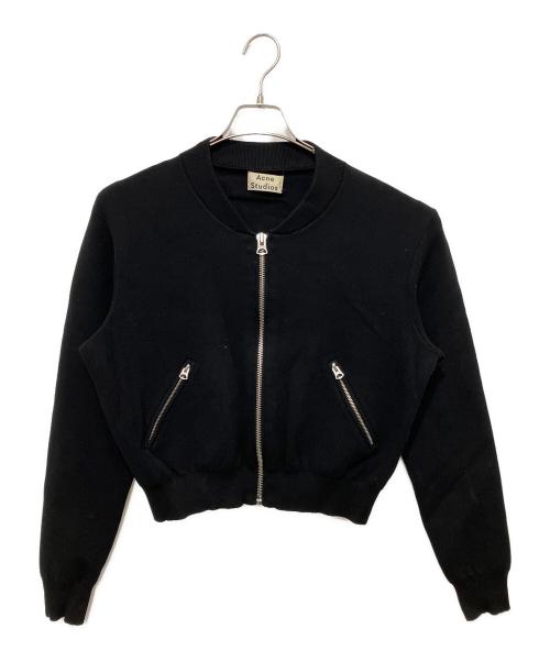 Acne studios（アクネ ストゥディオズ）Acne studios (アクネ ストゥディオズ) Olympia Boiled ニットボンバージャケット ブラック サイズ:XSの古着・服飾アイテム