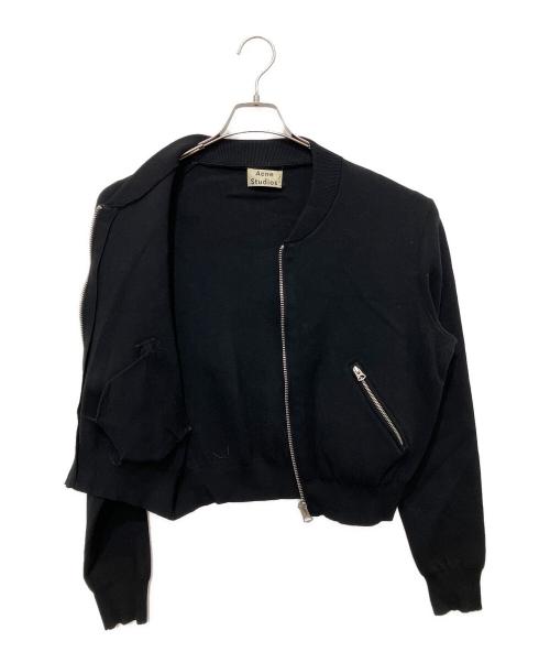 Acne studios（アクネ ストゥディオズ）Acne studios (アクネ ストゥディオズ) Olympia Boiled ニットボンバージャケット ブラック サイズ:XSの古着・服飾アイテム