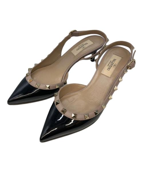 VALENTINO GARAVANI（ヴァレンティノ・ガラヴァーニ）VALENTINO GARAVANI (ヴァレンティノ・ガラヴァーニ) スタッズミュール ブラック×ピンク サイズ:35の古着・服飾アイテム