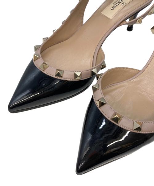 VALENTINO GARAVANI（ヴァレンティノ・ガラヴァーニ）VALENTINO GARAVANI (ヴァレンティノ・ガラヴァーニ) スタッズミュール ブラック×ピンク サイズ:35の古着・服飾アイテム