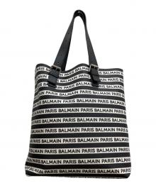BALMAIN（バルマン）の古着「ロゴレザートートバッグ」｜ブラック×ホワイト