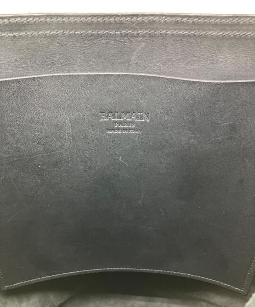 BALMAIN（バルマン）BALMAIN (バルマン) ロゴレザートートバッグ ブラック×ホワイトの古着・服飾アイテム