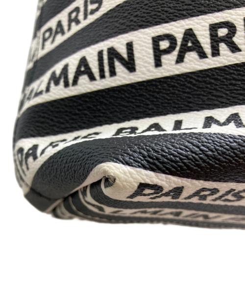 BALMAIN（バルマン）BALMAIN (バルマン) ロゴレザートートバッグ ブラック×ホワイトの古着・服飾アイテム