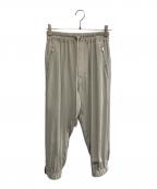 RICK OWENSリックオウエンス）の古着「RICK OWENS ドローストリングクロップドパンツ」｜ライトグレー