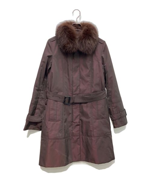 BURBERRY LONDON（バーバリーロンドン）BURBERRY LONDON (バーバリーロンドン) フォックスファー 中綿コート ブラウン サイズ:40の古着・服飾アイテム