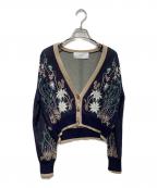 MURRALミューラル）の古着「Garden flower knit cardigan」｜ネイビー