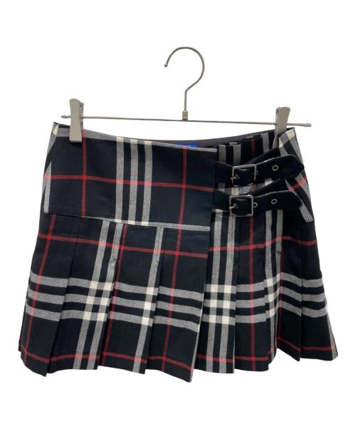 BURBERRY BLUE LABEL（バーバリー ブルー レーベル）BURBERRY BLUE LABEL (バーバリー ブルー レーベル) チェックミニスカート/ノバチェックスカート ブラック サイズ:38の古着・服飾アイテム