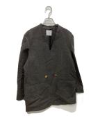 IENA LA BOUCLEイエナ ラ ブークル）の古着「メランジウールカラーレスジャケット　25AW」｜ブラウン