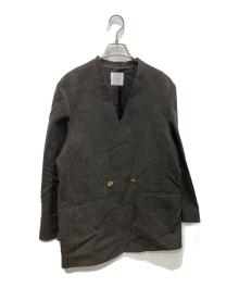 IENA LA BOUCLE（イエナ ラ ブークル）の古着「メランジウールカラーレスジャケット　25AW」｜ブラウン