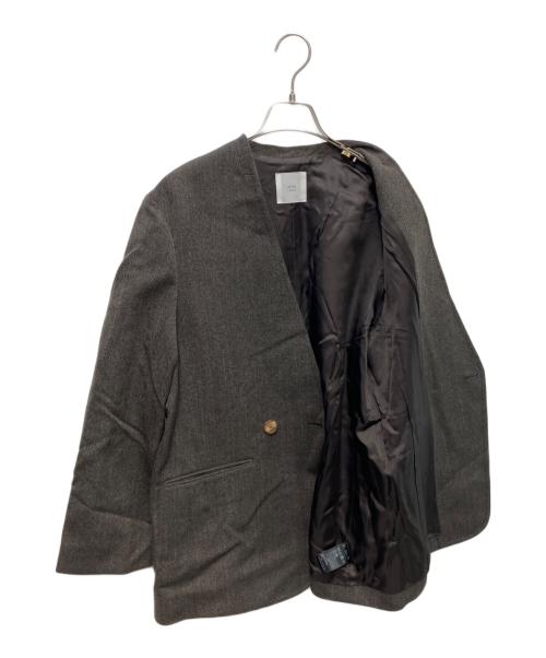 IENA LA BOUCLE（イエナ ラ ブークル）IENA LA BOUCLE (イエナ ラ ブークル) メランジウールカラーレスジャケット　25AW ブラウン サイズ:Freeの古着・服飾アイテム