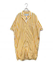 ticca（ティッカ）の古着「スクエアビック半袖シャツワンピース」｜ホワイト×イエロー