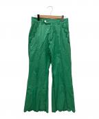 masuエムエーエスユー）の古着「SCALLOP FLARE PANTS」｜グリーン
