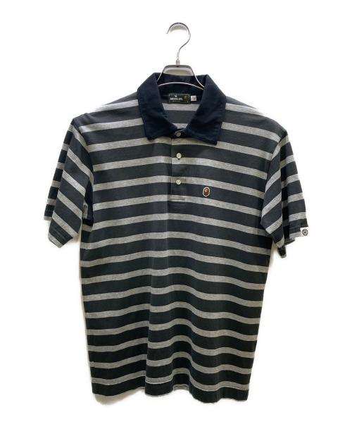 A BATHING APE（アベイシングエイプ）A BATHING APE (アベイシングエイプ) ボーダーポロシャツ ブラック サイズ:Ｌの古着・服飾アイテム