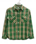 WAREHOUSEウエアハウス）の古着「"Lot 3104 FLANNEL SHIRTS C柄 ONE WASH"」｜グリーン